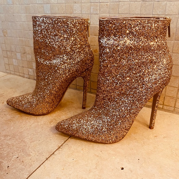 Shoe Dazzle Shoes Copper Glitter Bootie Us 95 Poshmark